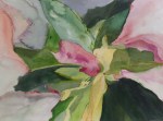 Abstract watercolor flower image, pinks, greens, soft edges. Pink and Green Flower, 30x22