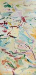 Tall vertical abstract acrylicc painting,,multi-colored soft palette, gestural, lyrical brushstrokes Dance of Life, 37x77